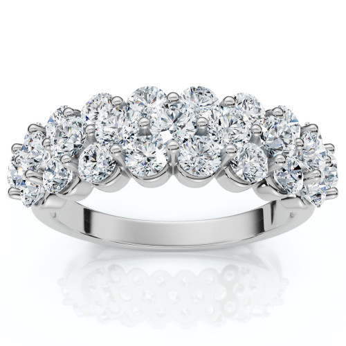 2Ct Multi Row Diamond Anniversary Ring 14k Gold Lab Grown (F-G, VS)