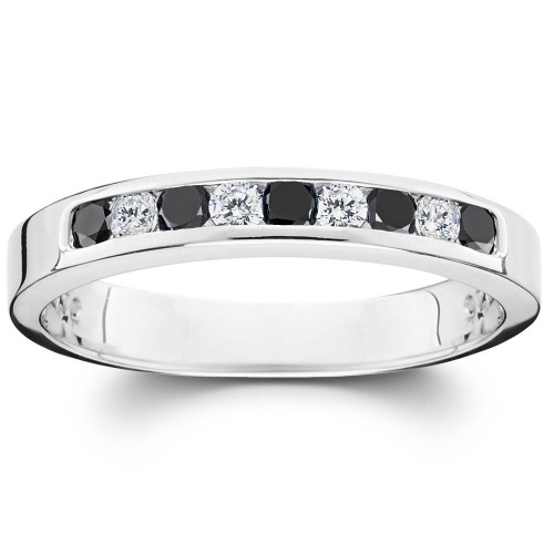 1/3ct Black & White Diamond Channel Set White Gold Ring (G-H, I2-I3) 1/3ct Black & White Diamond Channel Set White Gold Ring (G-H, I2-I3)