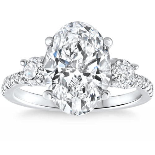 Certified 3 1/4Ct Oval Diamond Engagement Ring 14k Gold Lab Grown (G-H, VS2-SI1)