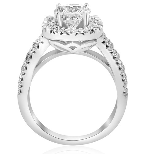 Details about    2.88 ct Cushion Cut White Diamond Halo Engagement Ring 14Kt White Gold 