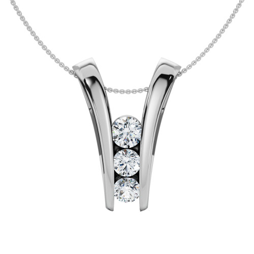 1/2Ct Three Stone Diamond Pendant Gold Women's 18" Necklace Lab Grown (F-G, VS)