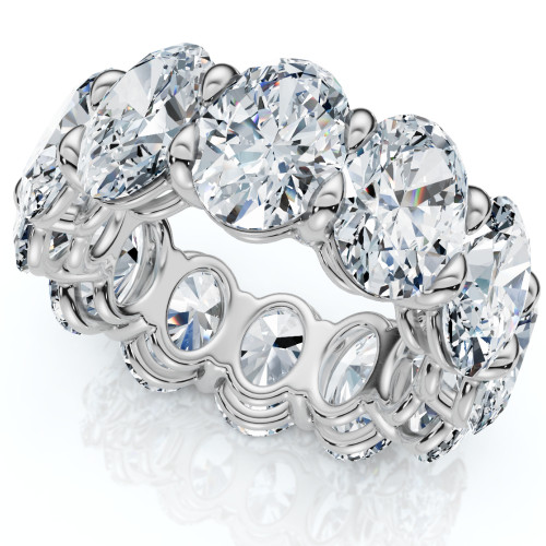 12Ct Oval Diamond Eternity Ring 14k Gold or Platinum Wedding Band Lab Grown (F-G, VS)