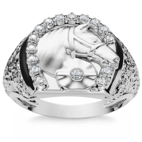 Men's Pinkie Horse Lucky Diamond Ring Gold Lab Grown (F-G, VS)