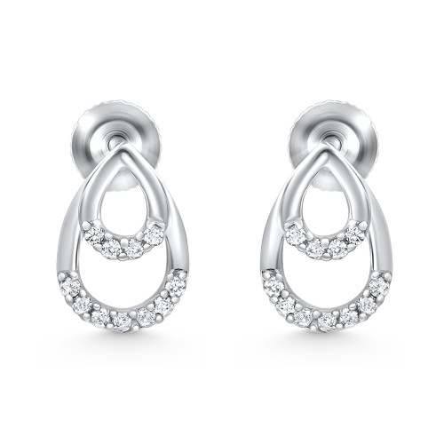 1/10ct Diamond Pear Shape Dangle Petite Earrings 14k White Gold (J-K, I2-I3)