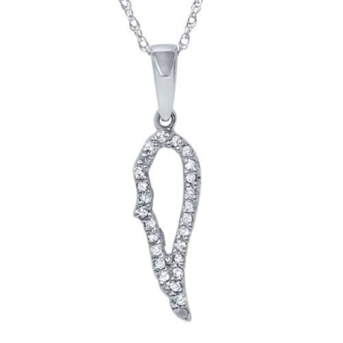 1/10ct Angel Wing Diamond Dangle Diamond Pendant 14K White Gold (G-H, I2-I3)