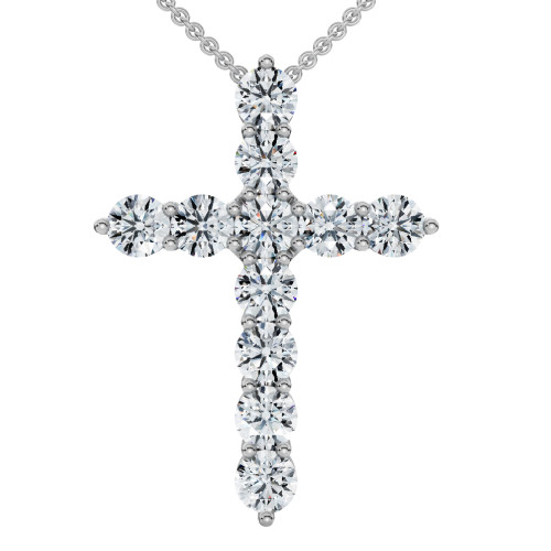 1.25Ct Diamond Cross 14k Gold 18" Necklace 1" Tall Lab Grown (F-G, VS)