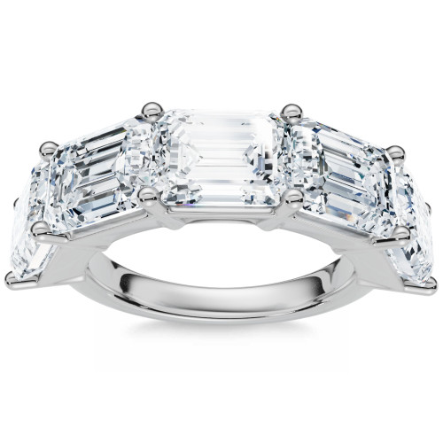 5.10Ct Emerald Cut Diamond 5 Stone Wedding Anniversary Ring 14k Gold Lab Grown (F-G, VS)