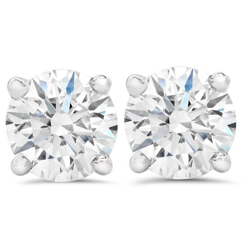 3ct Round Diamond Studs W/ Screw Back 14K White Gold (J-K, I2-I3)