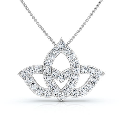 3/8ct Diamond Lotus Flower Pendant Necklace 14K White Gold (G-H, I2-I3)