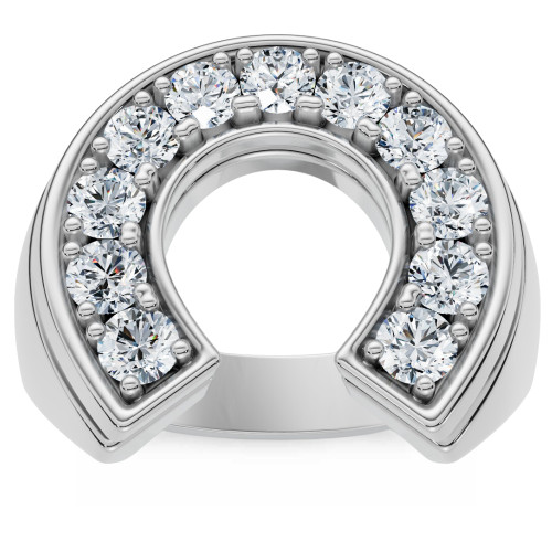 Men's 3/4Ct Diamond Horseshoe Lucky Pinky Ring Gold Lab Grown (F-G, VS)