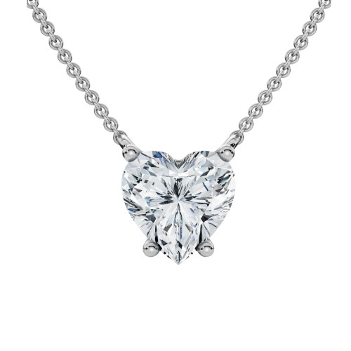 1Ct Heart Shape Diamond Solitaire Diamond Pendant 14k Gold Necklace Lab Grown (F-G, VS)