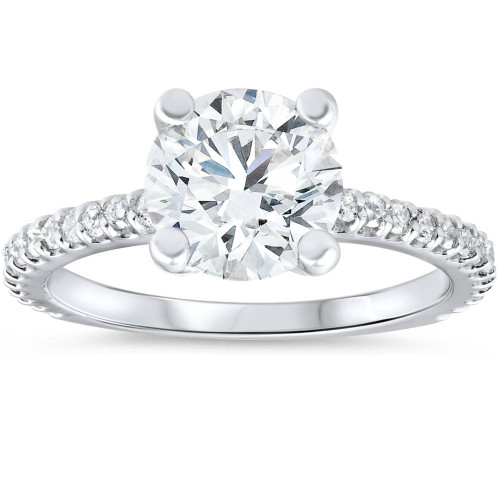 3 Carat Diamond Engagement Solitaire Ring 14K White Gold Lab Grown Round Cut (G-H, SI)