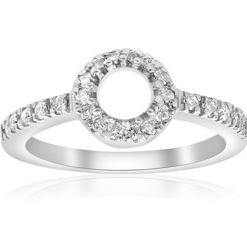 1/3ct Pave Halo 14K White Gold Diamond Engagement Setting Mount (G-H, I2-I3)