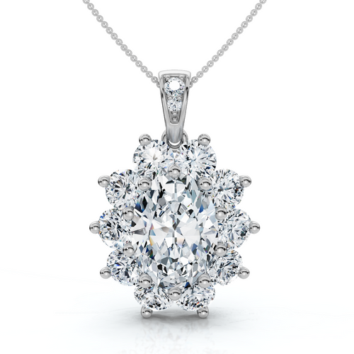 Certified 8 1/2Ct Oval Diamond Pendant 14k Gold Lab Grown 1.25" Tall (F-G, VS)