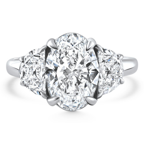 Certified 4.40Ct Oval & Half Moon Diamond Engagement Ring White Gold Lab Grown (F-G, VS)