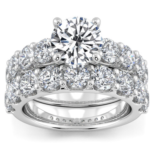 Certified 6ct Diamond Engagement Wedding Ring Set 14K White Gold Lab Grown (G-H, VS)