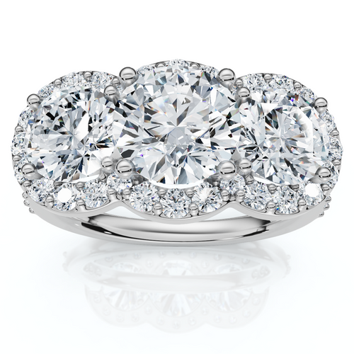 Certified 3 3/4Ct Three Stone Diamond Engagement Ring 14k Gold Lab Grown (E-F, VS)