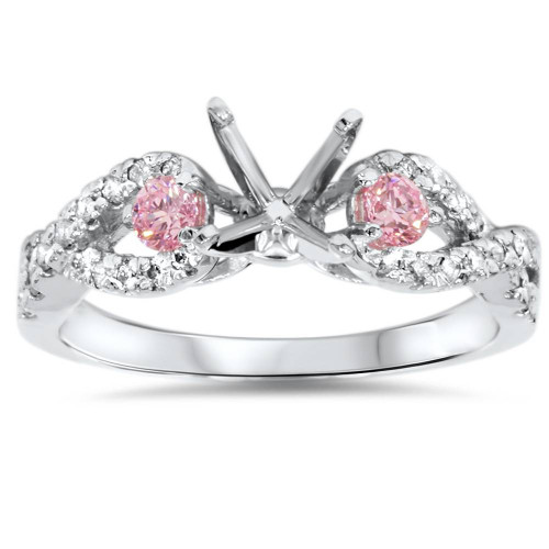 3/8ct Pink Sapphire & Diamond Infinity Ring Setting 14K White Gold (H-I, I2-I3)