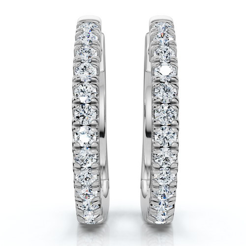 Small Diamond Hoop Earrings 14k White or Yellow Gold Lab Grown 1/2" Tall (E-F, VS)