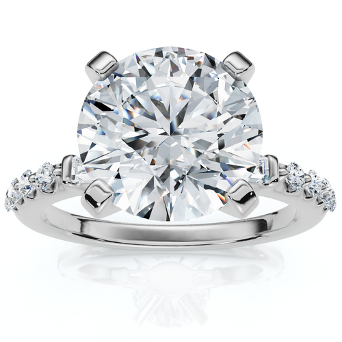 Certified 3Ct Diamond & Baguette Accent Diamond Ring 14k Gold or Pt Lab Grown (F-G, VS)