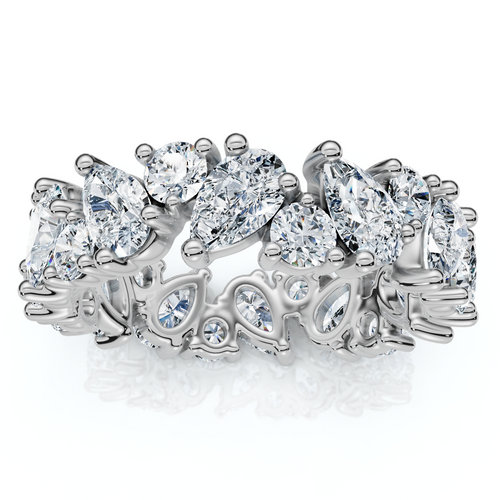 3Ct Pear & Round Diamond Eternity Ring 14k Gold or Platinum Lab Grown (E-F, VS)