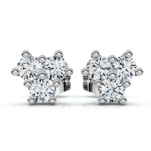Mini Trio Diamond Studs 14k Gold Lab Grown Women's Earrings (E-F, VS)