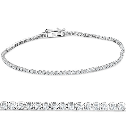 2Ct Diamond Lightweight 7" Tennis Bracelet 14k Gold Lab Grown (E-F, VS)