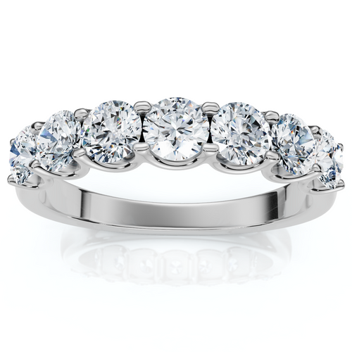 1Ct TW Diamond U Prong 7-Stone Wedding Ring 14k Gold or Platinum Lab Grown (E-F, VS)