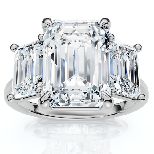 Cert. 5Ct Emerald Cut Diamond Engagement Ring 3-Stone 14k Gold or Pt Lab Grown (F-G, VS)