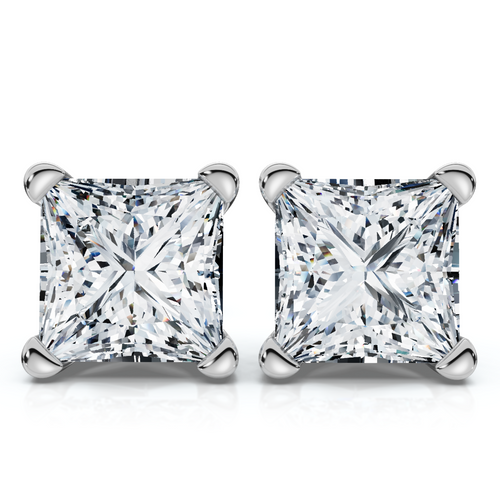 Certified 4Ct Princess Cut Martini Studs 14k Gold Lab Grown (F-G, VS)