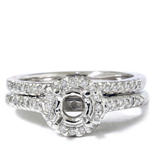 1/4ct Pave Halo Diamond Mount Engagement Ring Setting (G-H, I1)