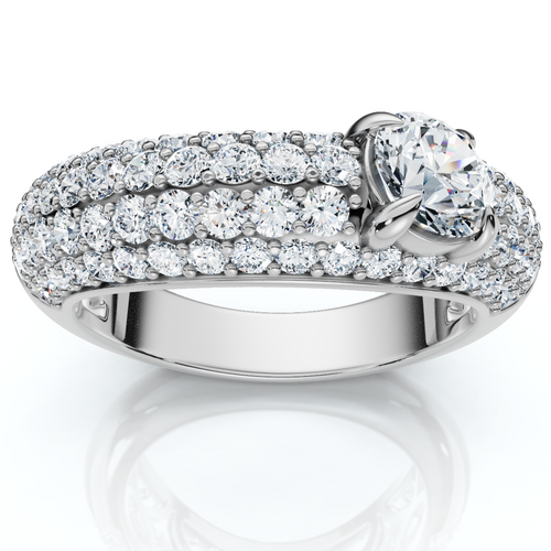 1 1/2Ct Pave Kimberly Diamond Anniversary Ring 14k Gold or Platinum Lab Grown (E-F, VS)