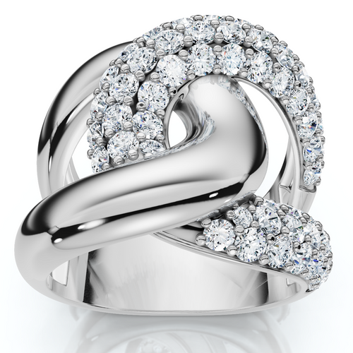 2Ct Interlocked Brittany Diamond Ring 10k Gold Lab Grown Right Hand Band (E-F, VS)