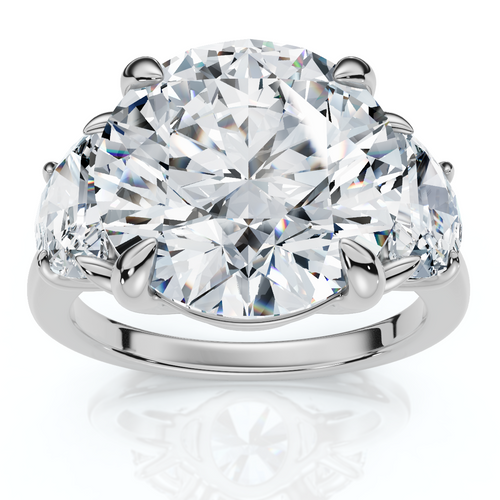 Certified 7Ct Diamond & Halfmoon Engagement Ring Lab Grown (F-G, VS)