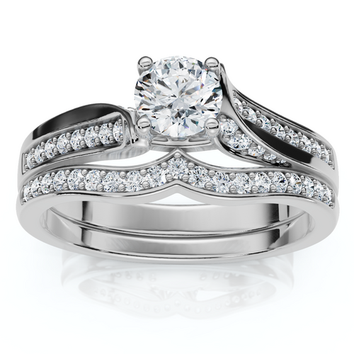 1Ct Engagement Wedding Ring Set 14k Gold or Platinum Lab Grown (E-F, VS)