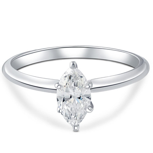 Platinum .72Ct Marquise Natural Certified Diamond Solitaire Engagement Ring (G-H, SI)