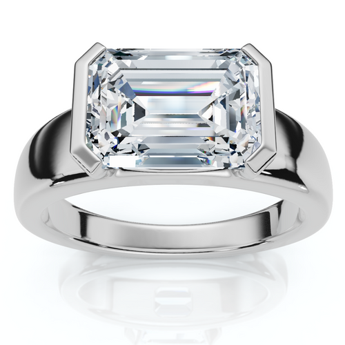 Certified 3Ct East West Emerald Diamond Engagement Ring 14k Gold or Pt Lab Grown (F-G, VS)