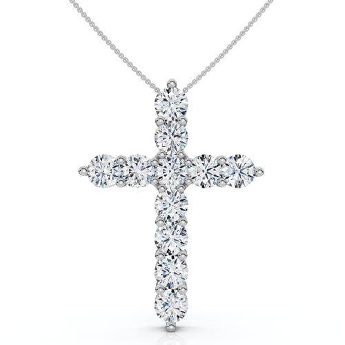2Ct TW Diamond Cross Women's Necklace 14k Gold Lab Grown 1" Tall (G-H, VS)
