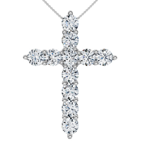 4Ct TW Diamond Cross Pendant 14k Gold Women's 18" Necklace Lab Grown (G-H, VS)
