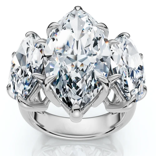 Certified 10Ct Marquise Diamond Engagement Ring 3-Stone 14k Gold or Pt Lab Grown (F-G, VS)