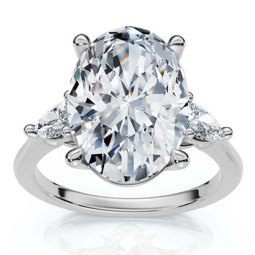Certified 4 1/3Ct Oval/Pear Diamond Engagement Ring 14k Gold or Pt Lab Grown (F-G, VS)