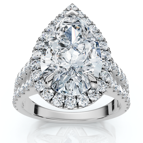 Certified 3 3/4Ct Pear Shape Diamond Engagement Ring 14k Gold or Pt Lab Grown (F-G, VS)