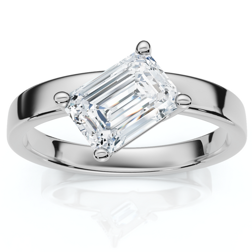 1Ct Tilted Emerald Diamond Ring 14k Gold or Platinum Lab Grown (E-F, VS)