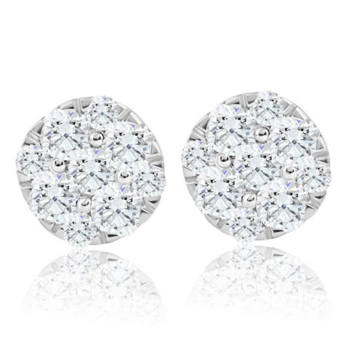 1/2Ct TW Round Cut Diamond Pave Studs Lab Grown 10k Yellow Gold Earrings (G-H, VS)