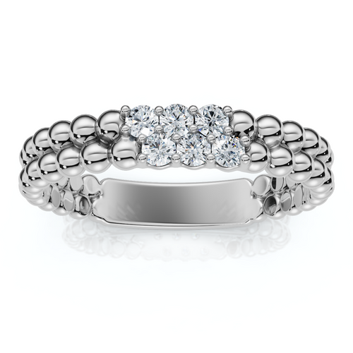 Two Row Beaded Diamond Stackable Ring 14k Gold or Platinum Lab Grown (E-F, VS)