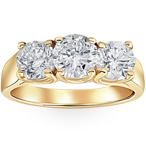 3ct Diamond Three Stone Wedding Anniversary Ring 14k Yellow Gold (G-H, I1)
