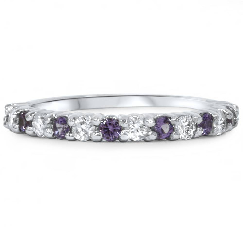 1/2ct Alexandrite & Diamond Half Eternity Ring 14K White Gold SZ5 (Not Enhanced) (G-H, SI) 1/2ct Alexandrite & Diamond Half Eternity Ring 14K White Gold SZ5 (Not Enhanced) (G-H, SI)