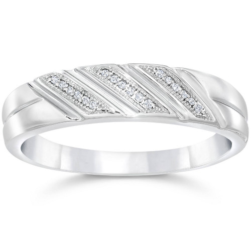 1/5ct Mens Diamond Ring 10K White Gold (H-I, I1)