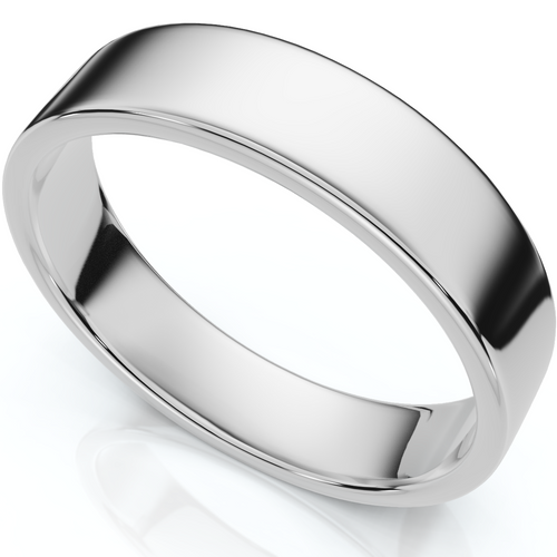 14K White Gold Plain 5mm Comfort Fit Wedding Band