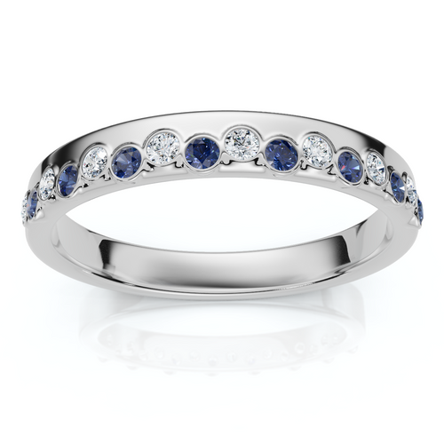 1/5Ct Diamond & Sapphire Rhythm Anniversary Band 14k Gold or Platinum Lab Grown (E-F, VS)